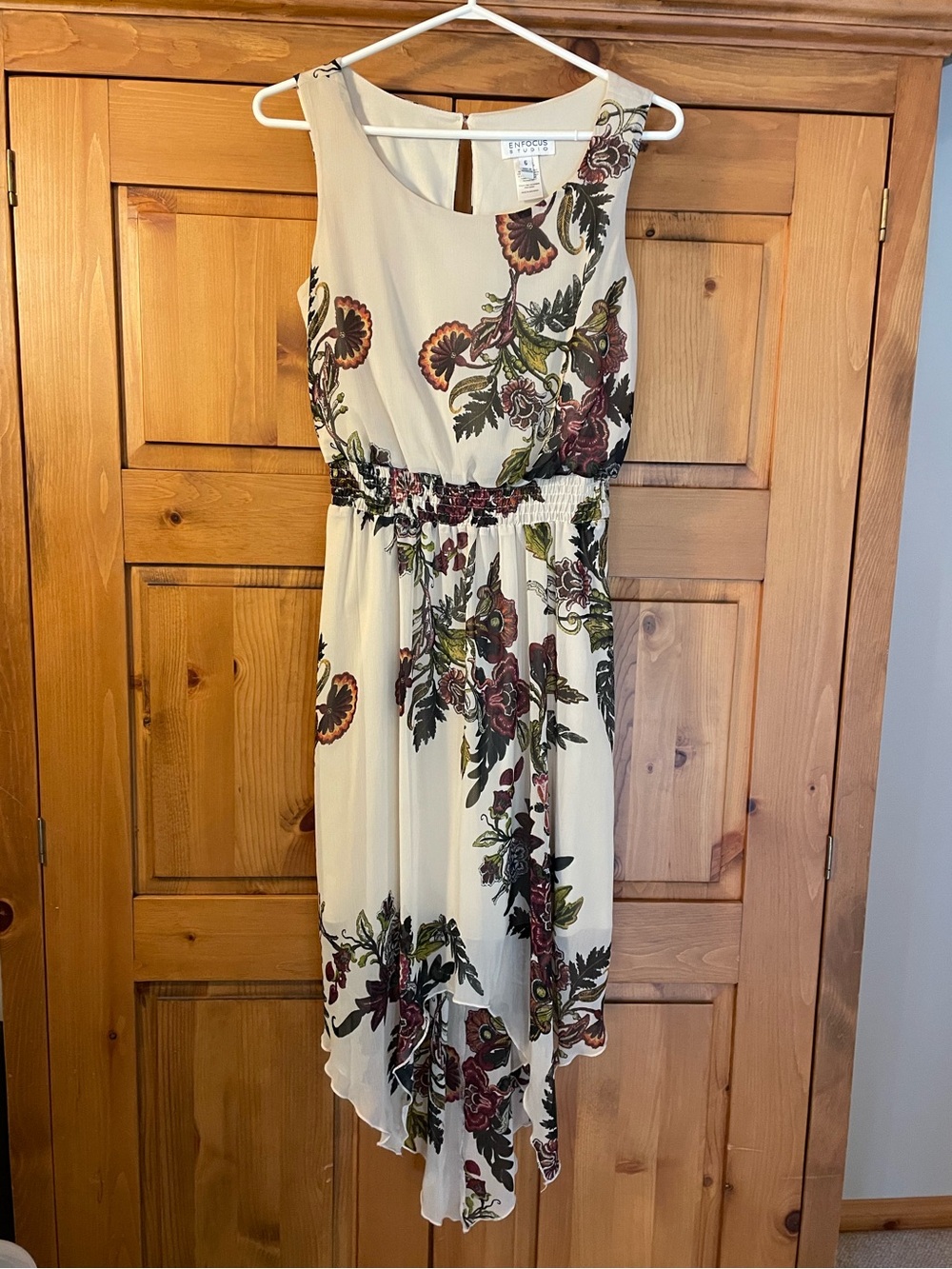 Enfocus Studio Cream Floral High-Low Dress